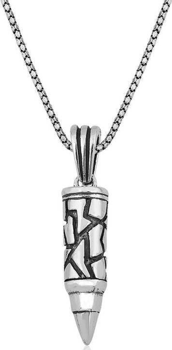 himarry 925 Ayar Gümüş Kurşun Erkek Gümüş Kolye - Image 1