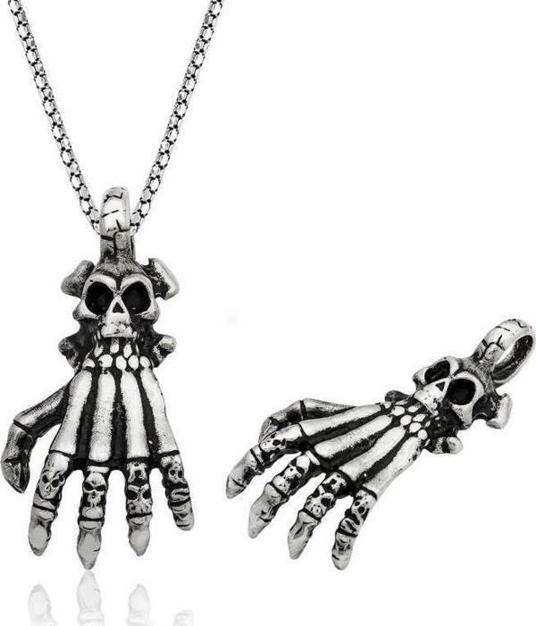 himarry 925 Ayar Gümüş Kuru Kafa El Erkek Gümüş Kolye - Image 1