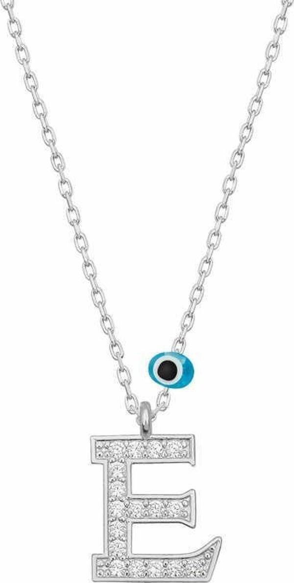 himarry 925 Ayar Gümüş Nazar Rodyum E Harfi Kadın Gümüş Kolye - Image 1