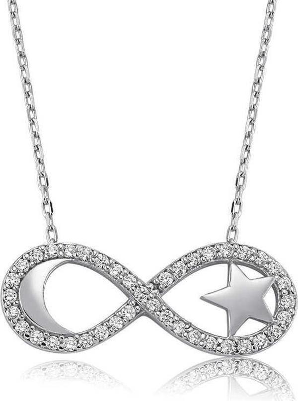 himarry 925 Ayar Gümüş Sonsuzluk Ay Yıldız Kadın Gümüş Kolye - Image 1