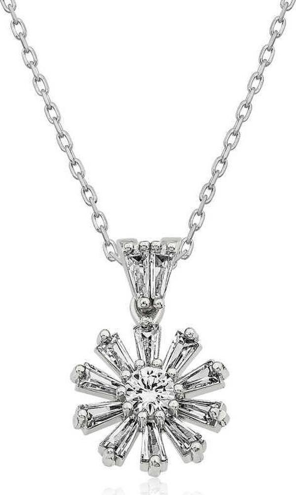 himarry 925 Ayar Gümüş Trapez Taşlı Çiçek Kadın Gümüş Kolye - Image 1
