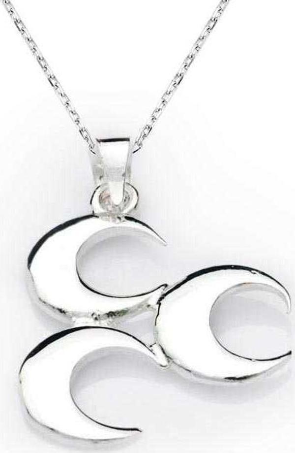 himarry 925 Ayar Gümüş Üç Hilal Kadın Gümüş Kolye - Image 1