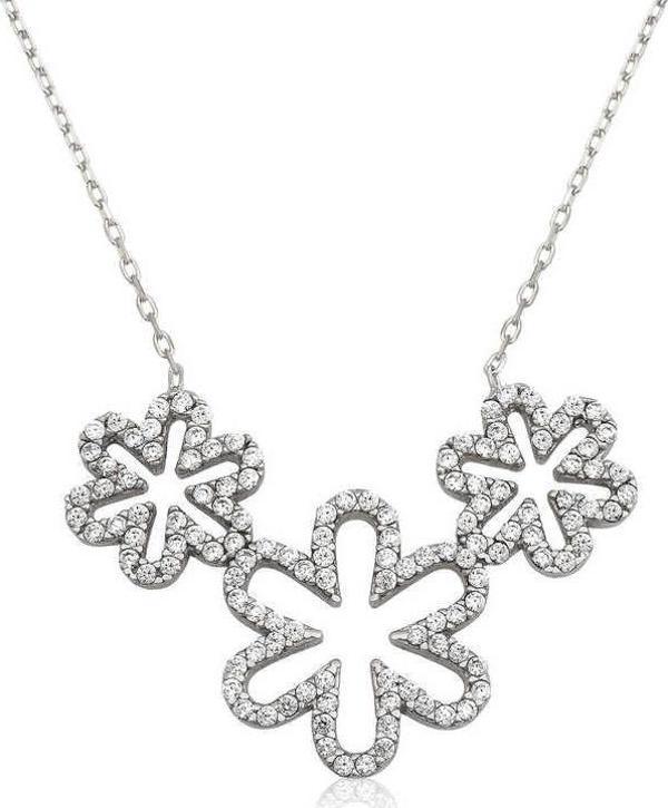 himarry 925 Ayar Gümüş Üçlü Papatya Kadın Gümüş Kolye - Image 1