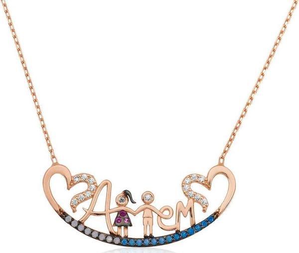 himarry 925 Ayar Gümüş Annem Yazılı Kadın Gümüş Kolye - Image 1