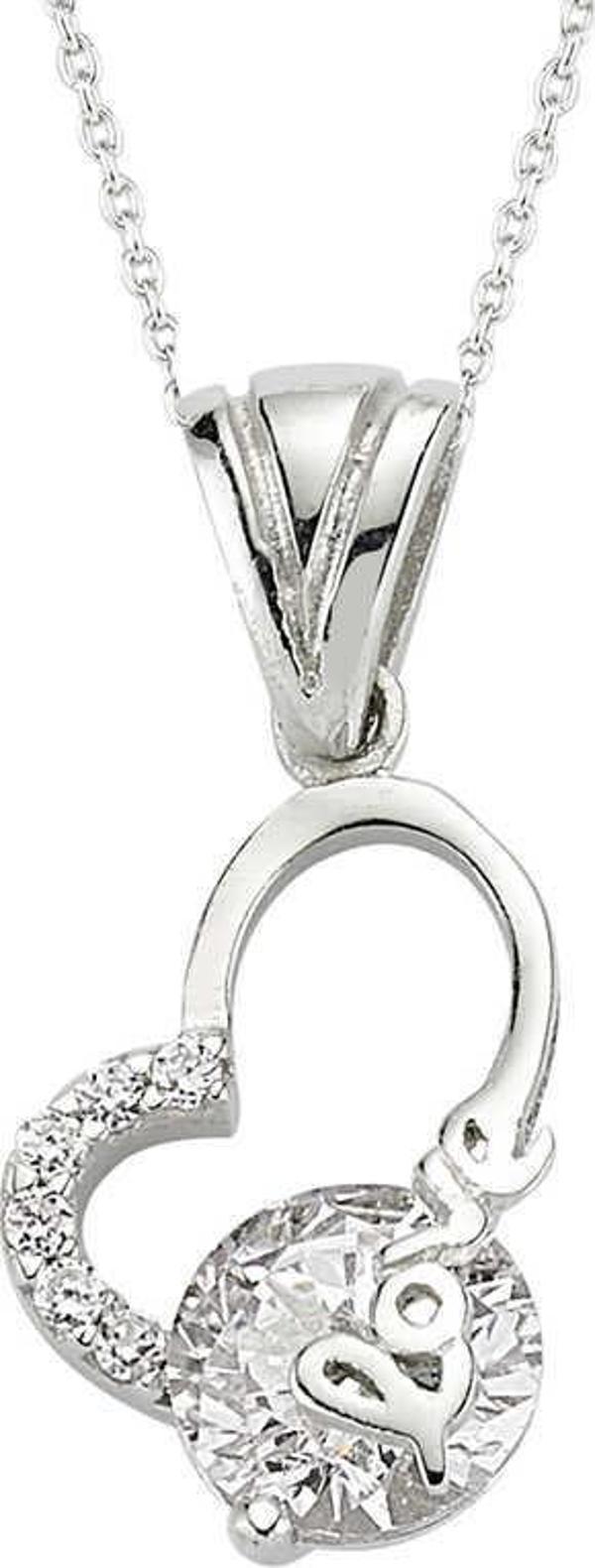 himarry 925 Ayar Gümüş Love Yazılı Kalp Kadın Gümüş Kolye - Image 1