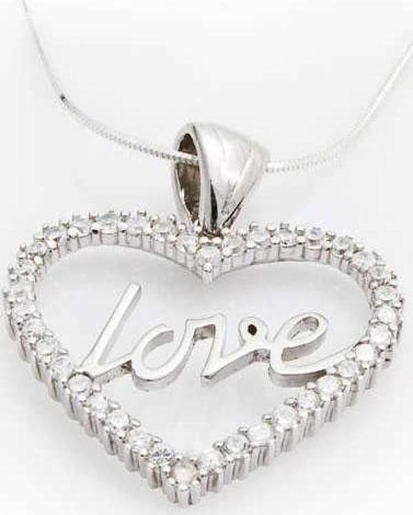 himarry 925 Ayar Gümüş Taşlı Love Kadın Gümüş Kolye - Image 1