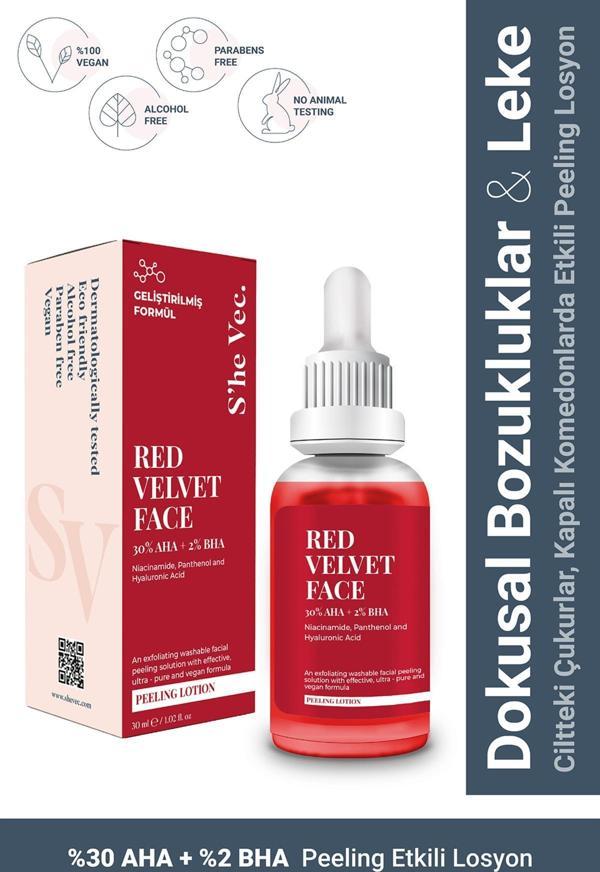 RED VELVET FACE - AHA %30 & BHA %2 Cilt Tonu Eşitleyici Arındırıcı Kırmızı Peeling Serum 30ml - Image 1