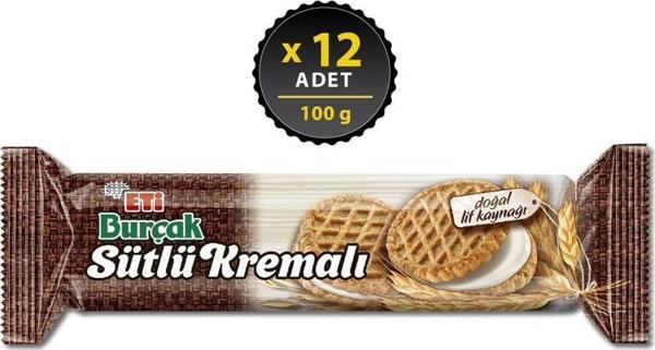 Eti Burçak Sütlü Kremalı Yulaflı Bisküvi 100 gr x 12 Adet - Image 1