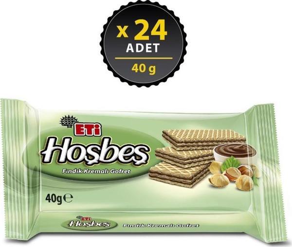 Eti Hoşbeş Fındık Kremalı Gofret 40 gr x 24 Adet - Image 1