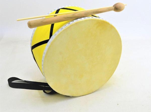 ACD-30HH-YW ÇOCUK DAVULU SARI HAYVAN DERİLİ 30 CM + TOKMAK ÇUBUK HEDİYE - Image 1