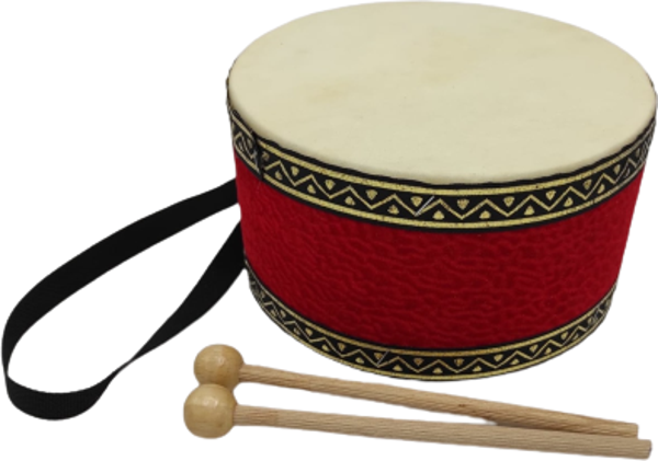 DC18K ÇOCUK DAVULU KIRMIZI HAYVAN DERİLİ 18 CM TOKMAK ÇUBUK HEDİYE - Image 1