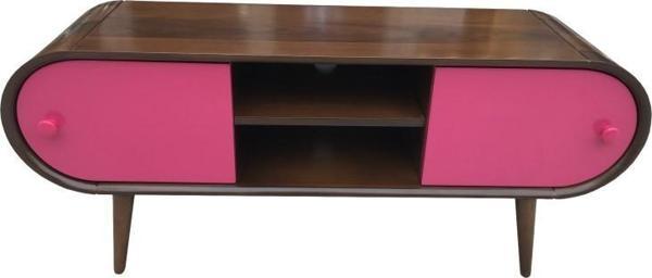 Tv Sehpası 13925 ST BOMBELİ Model Kayın RETRO Ayak Parlak Ceviz-Pembe120 El Yapım - Image 1
