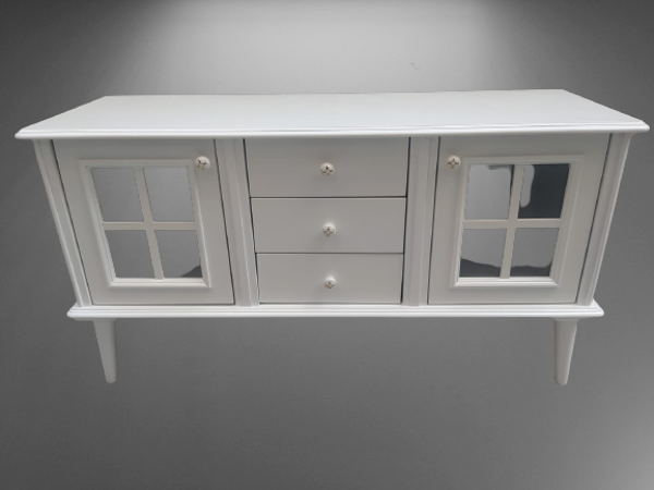 Bengi Ticaret Tv Sehpa ST 17451 Pencere Model Ahşap Kayın Retro Ayak Parlak Ceviz Renk El Yapımı - Image 1