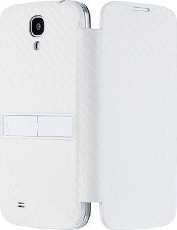 Anymode i9500 Galaxy S4 ile Uyumlu Kickstand Folio Kılıf Beyaz - Image 1