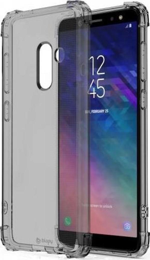 Blogy Galaxy A6 Plus ile Uyumlu Crystal Fit Kılıf Smoke Black - Image 1
