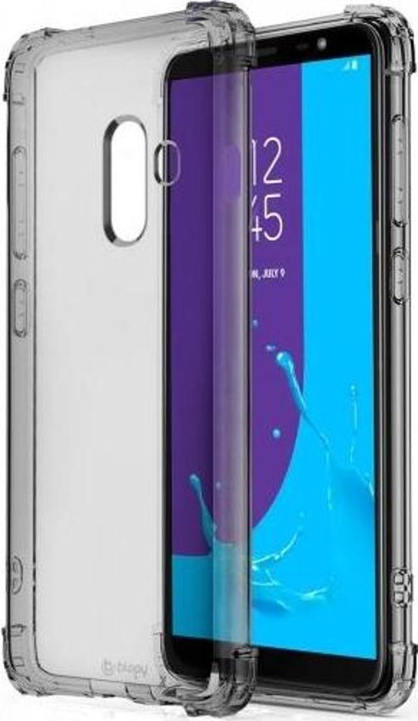 Blogy Galaxy J8 ile Uyumlu Crystal Fit Kılıf Smoke Black - Image 1