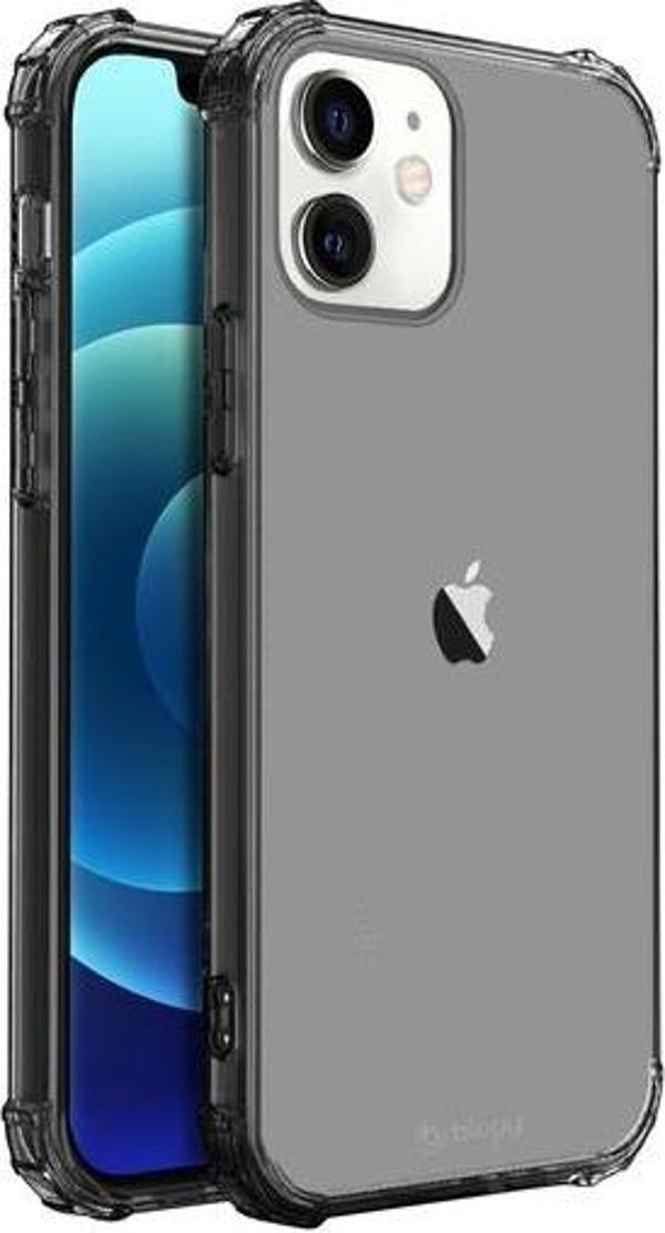 Blogy iPhone 12 Mini ile Uyumlu Crystal Fit Kılıf Smoke Black - Image 1