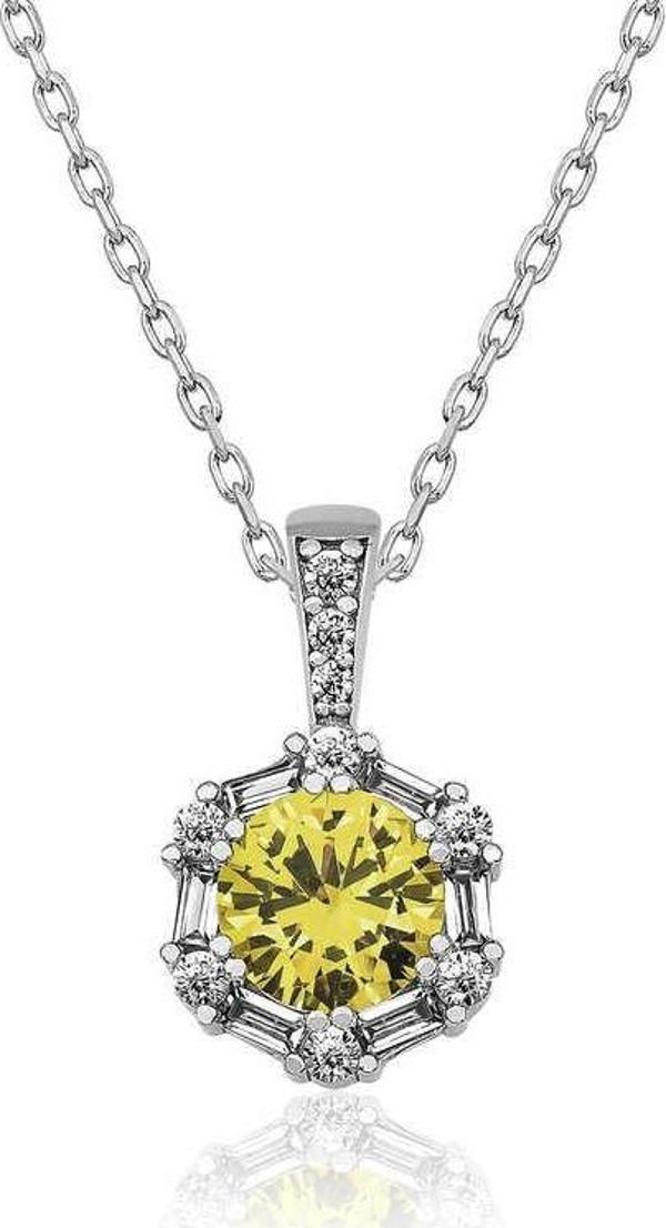 himarry ​925 Ayar Gümüş Buğday Sarısı Baget Taşlı Kadın Gümüş Kolye - Image 1
