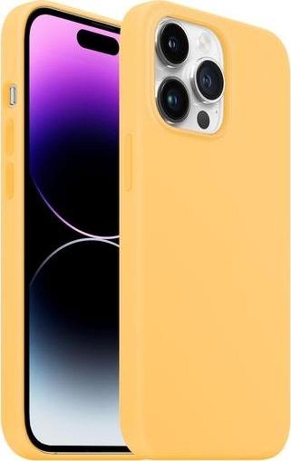 Buff iPhone 14 Pro Max ile Uyumlu Rubber Fit Kılıf Yellow - Image 1