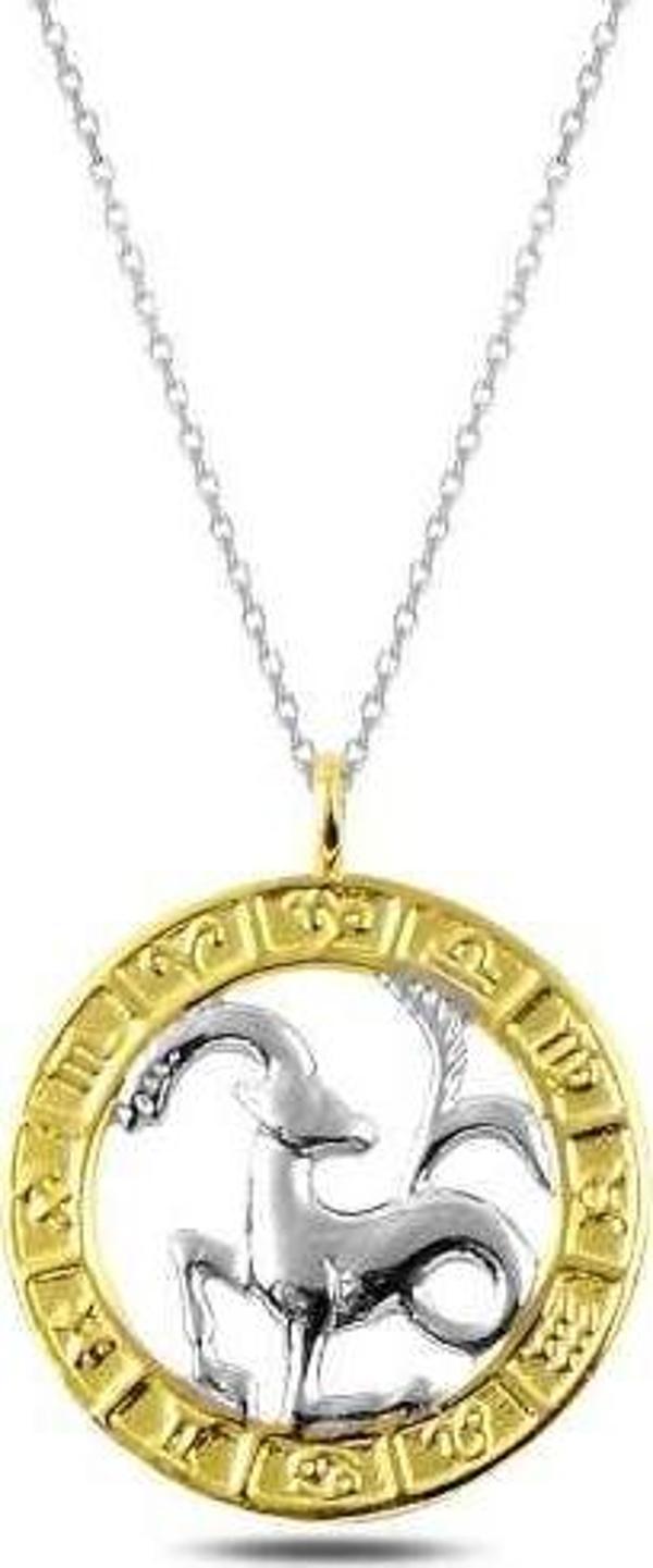 himarry 925 Ayar Gümüş Gold Oğlak Burcu Gümüş Kolye - Image 1