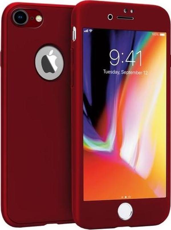 Buff iPhone 8 ile Uyumlu 4D Kılıf Red - Image 1