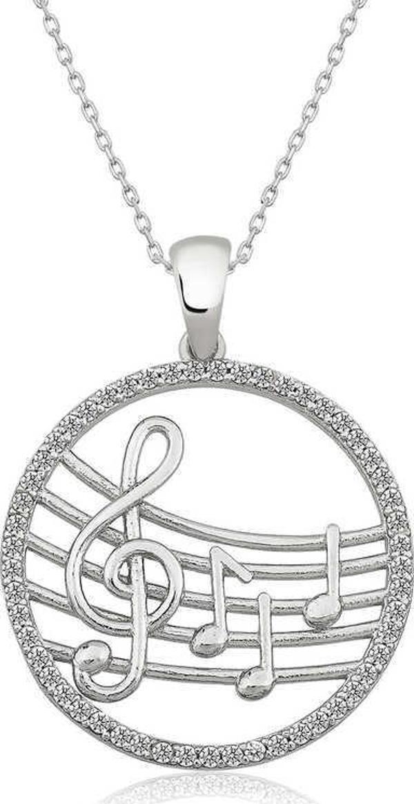 himarry 925 Ayar Gümüş Müzik Temalı Kadın Gümüş Kolye - Image 1