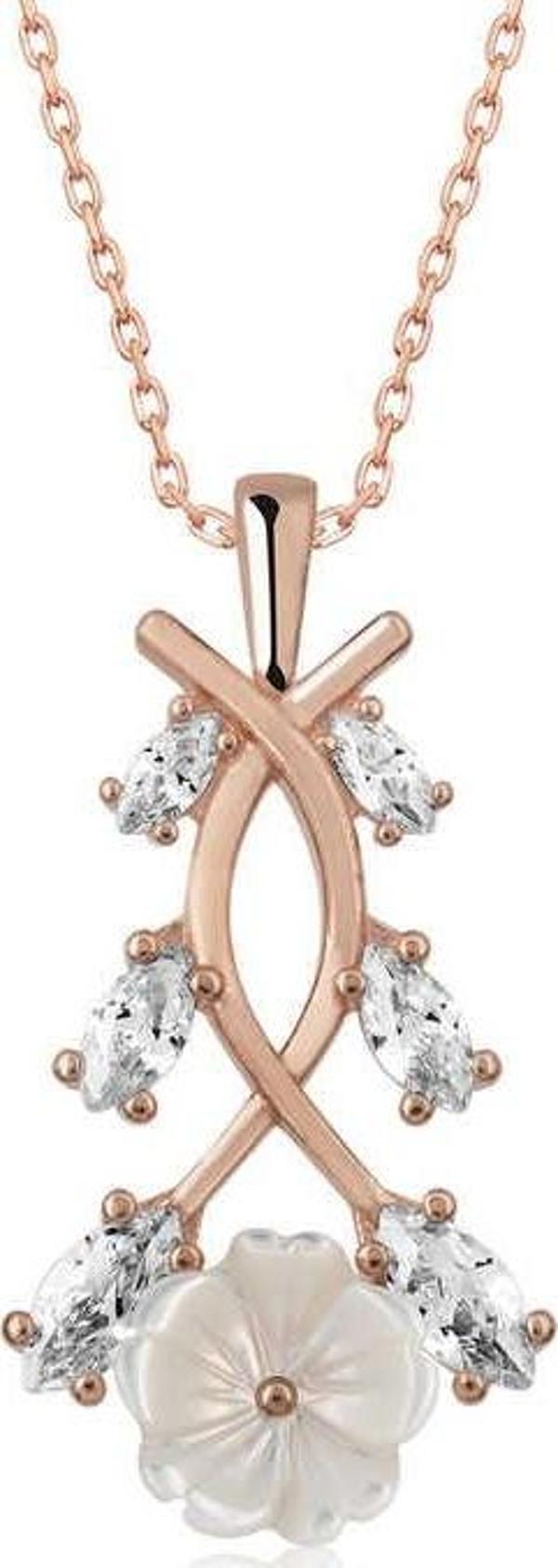 himarry 925 Ayar Gümüş Rose Bahar Çiçeği Gümüş Kolye - Image 1