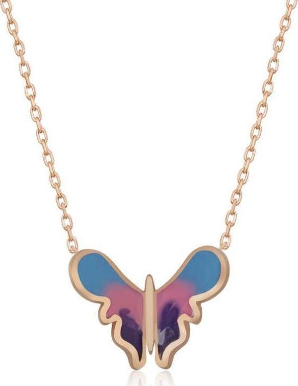 himarry 925 Ayar Gümüş Rose Minimal Kelebek Kadın Gümüş Kolye - Image 1