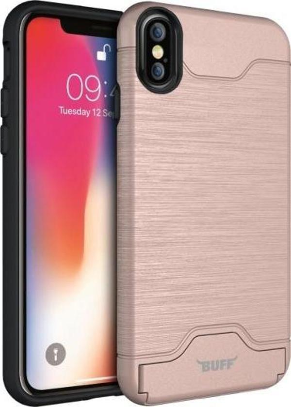 Buff iPhone X ile Uyumlu Slim Folder Kılıf Rose Gold - Image 1