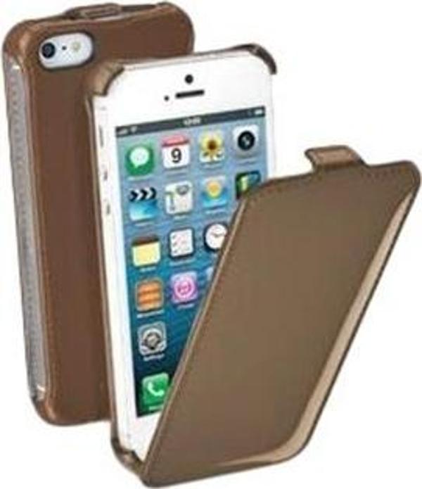 Cellular Line iPhone SE/5S/5 ile Uyumlu Flap Glossy Mıknatıssız Kılıf Kahverengi-FLAPGLOSSIPHONE5BR - Image 1