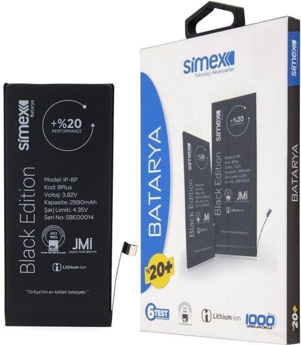 Simex iPhone 8 Plus ile Uyumlu Performance SBT-02 Batarya - Image 1
