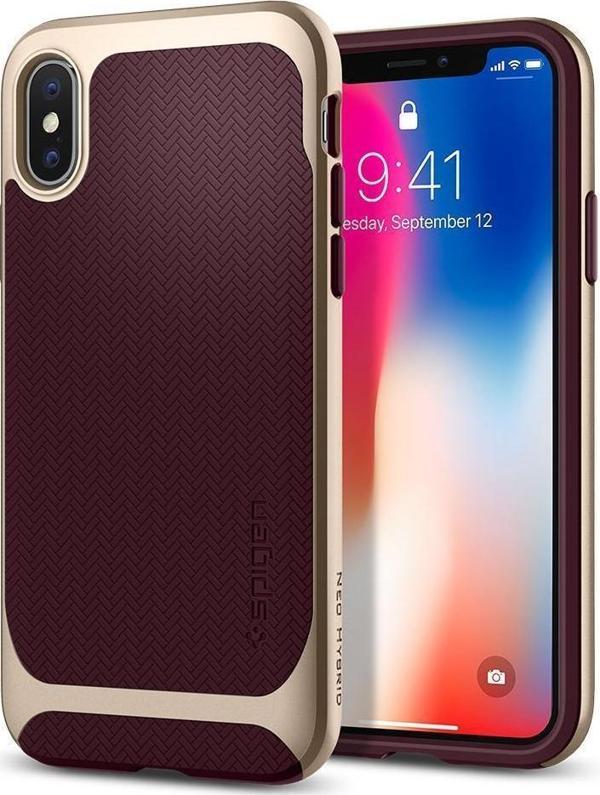 Spigen iPhone X ile Uyumlu Kılıf Neo Hybrid Burgundy - Image 1
