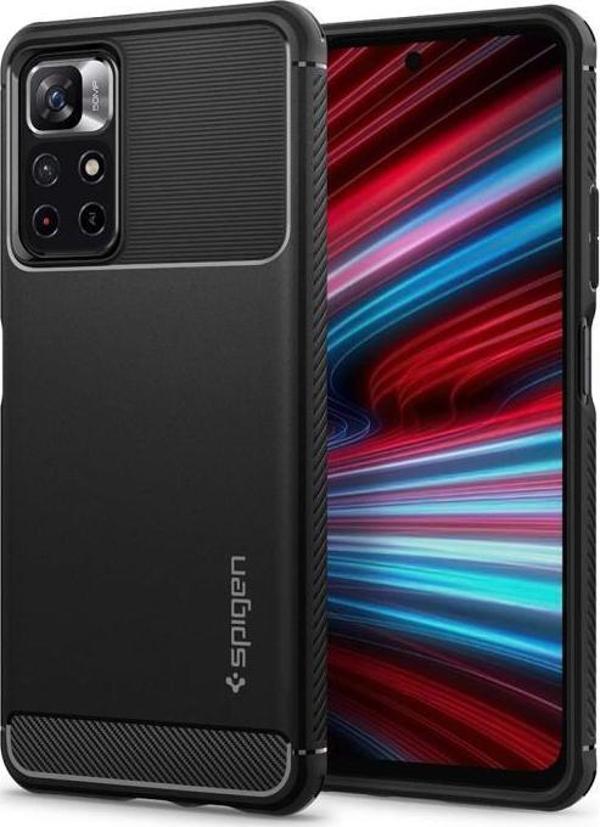 Spigen Redmi Note 11T 5G ile Uyumlu Kılıf Rugged Armor Matte Black - Image 1