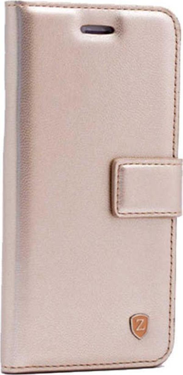 Zore iPhone XS Max 6.5 ile Uyumlu New Kar Deluxe Kapaklı Kılıf Gold - Image 1