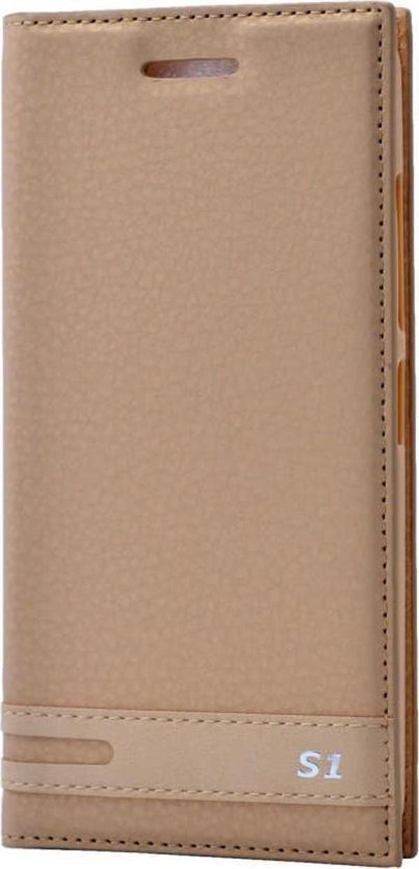 Zore Vibe S1 Lite ile Uyumlu Elite Serisi Kapaklı Kılıf Gold - Image 1