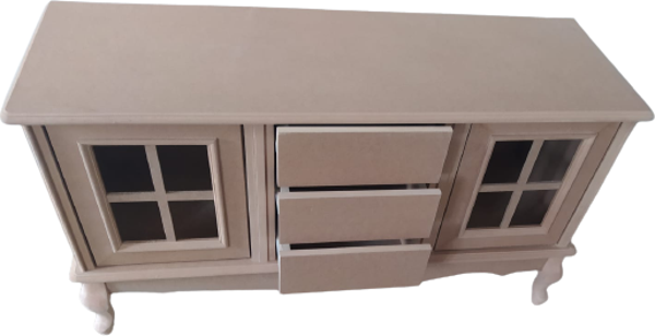 Tv Sehpa ST 17454 Pencere W+indovs Klasik Model Kayın Aslan Ayak Ham Renk El Yapım - Image 1