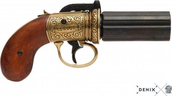 -6 Varil Pepper-box Revolver, Ingiltere 1840-made In Spain- Koleksiyon Serisi - Image 1