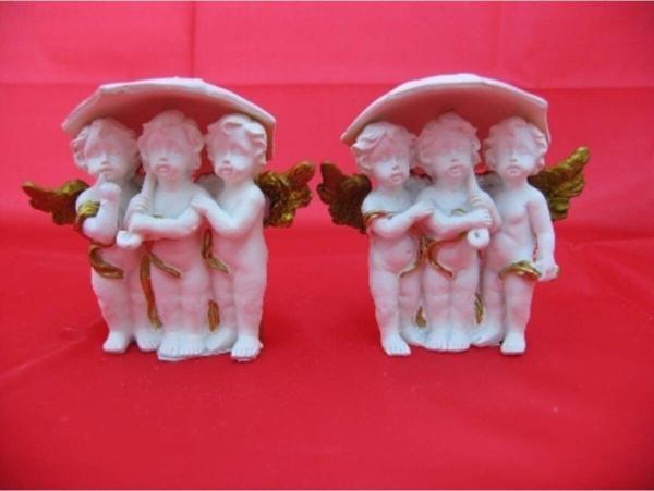 Hediyelik ? Karışık ? Melek Figürler-qqc 2li Üç Melek Şemsiyeli>>8x5.5x8 Cm. - Image 1