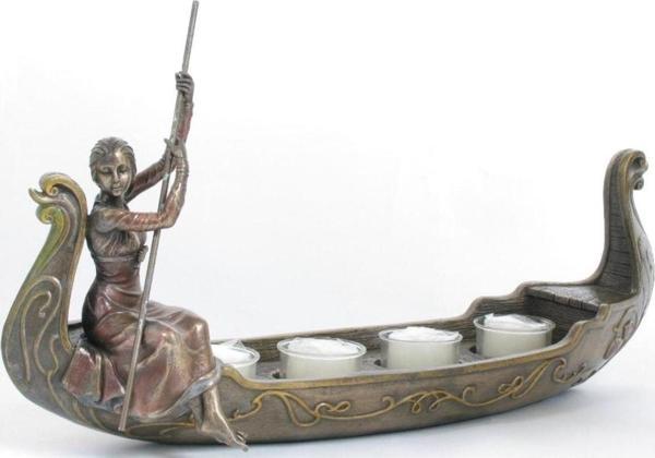 Veronese Serisi- Kayık Içinde Kadın Mumluk Bronz-17,5*39,5*11 Cm. - Image 1