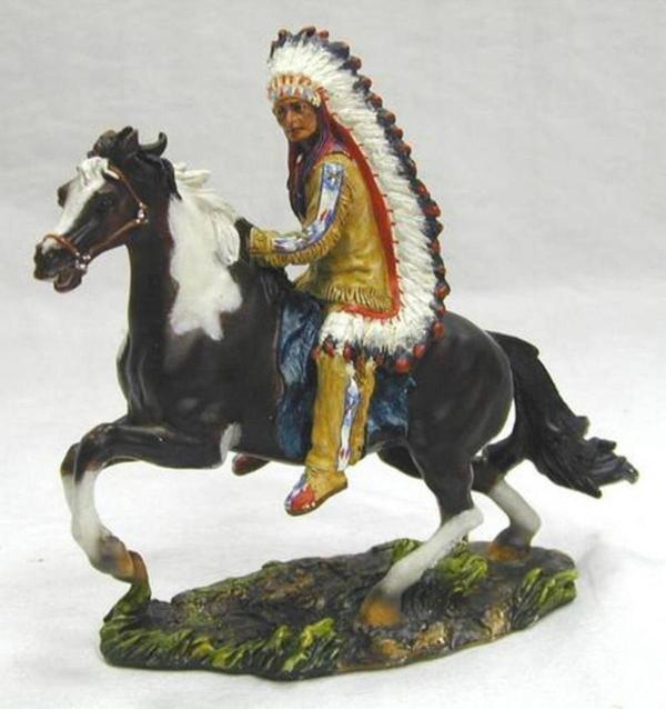 Veronese Serisi- Kurşun Asker-atlı Kızılderili Biblo-10 Cm. - Image 1