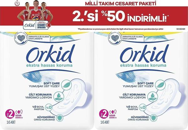 Orkid Extra Hassas Koruma Uzun Süper Ekonomik Paket 32 Ped (16x2) Boy 2 - Image 1