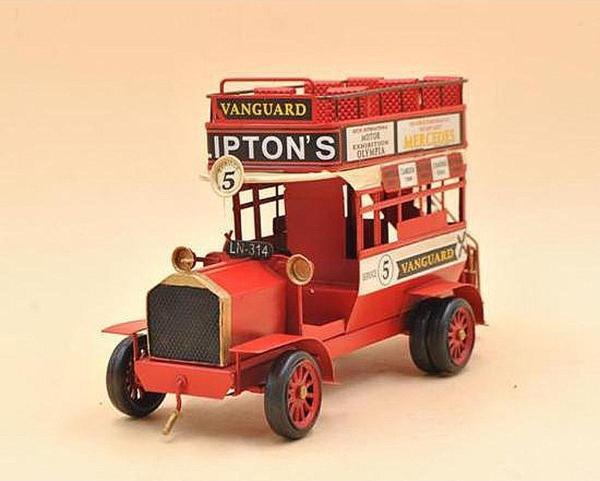 Vintage Metal Retro Klasik London Çift Katlı Otobüs - 33 Cm - Image 1