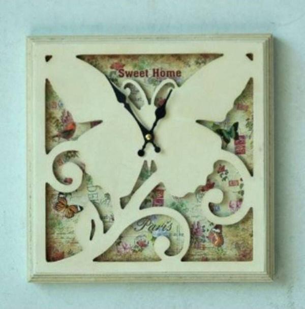 Mutfak › Ahşap Saatler › Saatler-mb Kare Sweet Home Temalı Duvar Saati-30*30*5,5 Cm - Image 1