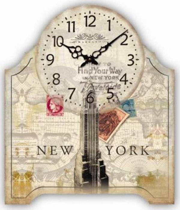 Mutfak › Ahşap Saatler › Saatler-mb New York Temalı Duvar Saati-küçük-24 Cm - Image 1