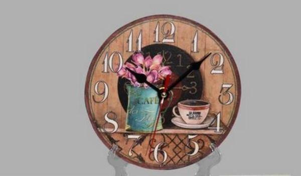 Mutfak › Ahşap Saatler › Saatler-mb Yuvarlak Cafe Temalı Duvar Saati-küçük-18x18 Cm - Image 1