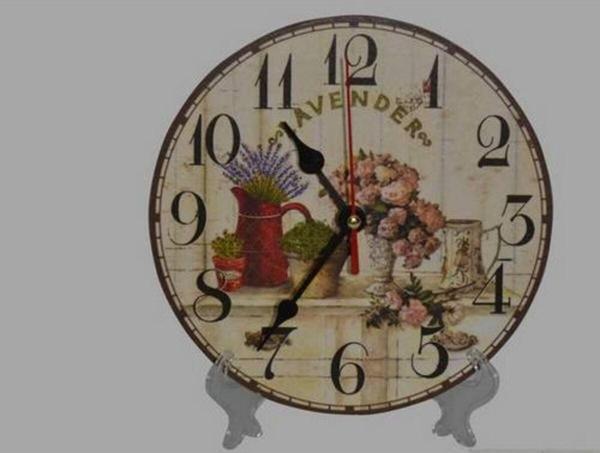 Mutfak › Ahşap Saatler › Saatler-mb Yuvarlak Lavender Temalı Duvar Saati-küçük-18*18*3 Cm - Image 1
