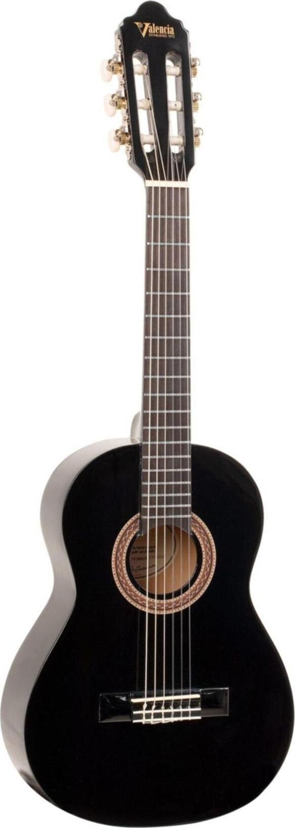 Valencia Siyah Klasik Gitar +Kılıf+ Yedek Tel Seti+Pena Vc104 Bk - Image 1