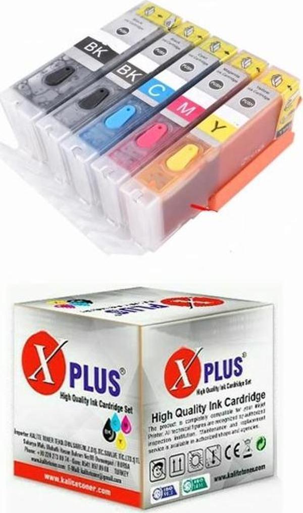 Canon Pixma İP8750 PGI-550XL CLI-551XL Uyumlu Kolay Dolan (Dolabilen Tıpalı Otoreset) Kartuş Seti - 5 Renk (Tam Dolu) - Image 1