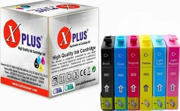 Xplus® Stylus Photo RX680 T0801-T0802-T0803-T0804-T0805-T0806 6 Renk Muadil Kartuş Seti 500 Sayfa - Image 1