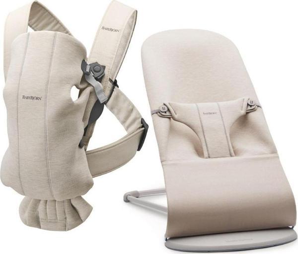 BabyBjörn Bliss Ana Kucağı & Kanguru Mini 3D Cotton Jersey Yenidoğan Seti / Light Beige - Image 1